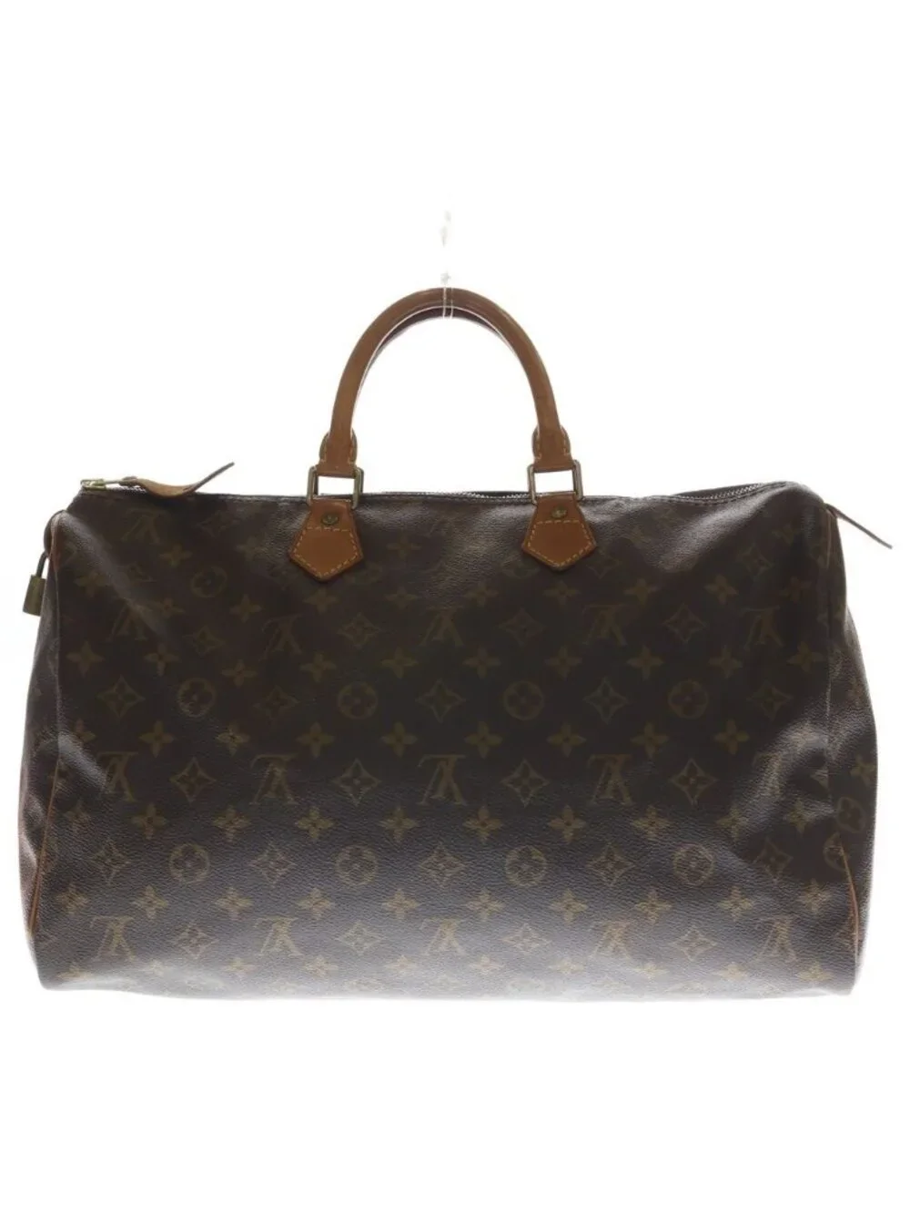 Louis Vuitton Monogram Speedy 40 Boston Bag Brown Leather Gold